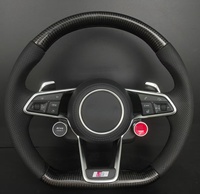 Volant en cuir et fibre de carbone avec bouton de démarrage rouge pour Audi A3/A4/B9/A5/A6/C8/A7/A8/Q3/Q5/Q7/R8/RS6/RS3 (RS Line)