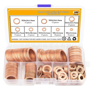 Copper Metric Sealing Flat Washers Assortment Kit 150pcs M20 M18 M16 M14 M12 M10 M8 M6 - Product Image 1