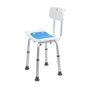 Shower Chair With Backrest Aluminum Alloy Non Slip <b>Bathroom</b> <b>Stool</b> For Elderly And Disabled 38.5x35.5x64-76cm - Product Image 1
