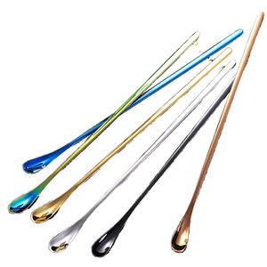 Cuchara de Cóctel de Acero Inoxidable Ecológica al por Mayor, con Acabado Espejo, Chapada en Oro, Diseño Moderno y Simple, Mango Largo, para Hielo - Product Image 1