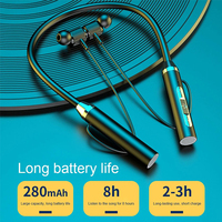 Earbud Nirkabel G01 untuk Headset TWS BT V5.2 dengan LED Indikator Baterai, Magnetik, Tahan Air, Model Neckband, Warna Biru, Dilengkapi Mikrofon