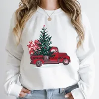 Autocollants Transfert DTF Lavables Prêts à Presser pour Textiles, Motif Arbre de Noël et Père Noël en Crochet Effet Fil Fantaisie, Saison Hivernale