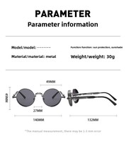 Lunettes de soleil punk rétro légères en métal, monture ronde ajourée personnalisable, motif dragon et phénix, pour hommes et femmes, style steampunk