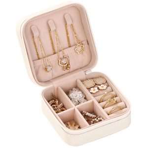 Jewelry Storage Box 10x10x5cm Soft Leather Travel Organizer For <b>Earrings</b> Necklaces Rings Solid Color Portable Jewelry <b>Case</b> - Product Image 4