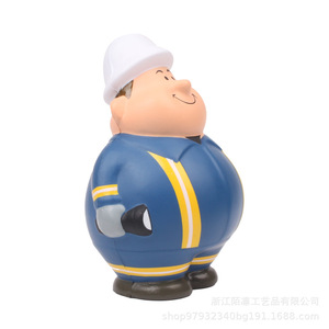Cartoon Fat Worker PU <b>Foam</b> Figurine Decorative <b>Craft</b> Gift For Home Or Office - Product Image 5