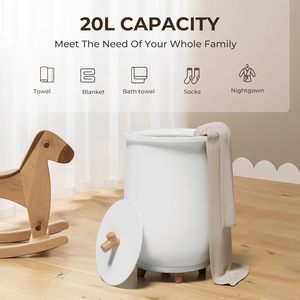 Calentador de Toallas Euhomy, Cubo de Plástico de 20L para Calentar Agua, Uso en Baños y Spas, con Patas de Madera y Tapa, Calentador de Bolsas de Agua Caliente, Calentador de Toallas de Plástico - Product Image 2