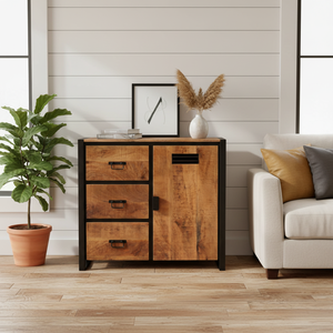 Muebles Modernos y Sencillos para Sala de Estar, Armarios de Madera Maciza con Patas Artesanales, Decoración del Hogar, Estilo Rústico - Product Image 3