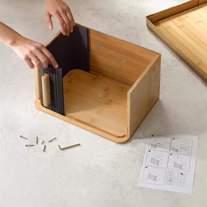 Bread Box Desktop Dessert Pastry Storage Box with Door Kitchen <b>Spice</b> <b>Jar</b> Organization Household Solid Wood Baking Box - Product Image 4
