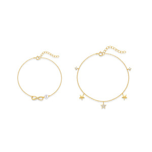 Nueva Pulsera de Plata S925 con Múltiples Colgantes de Estrella, Simple y Clásica para Mujer - Product Image 1
