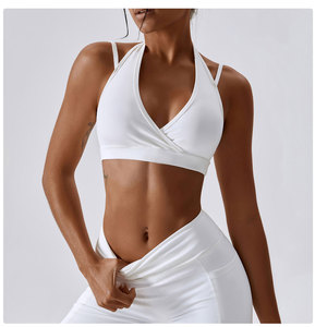 OEM ODM 2025 Vente en gros Soutien-gorge de sport yoga haute résistance pour femmes Cou suspendu Caractéristiques antichoc à séchage rapide Couleurs unies Léopard - Product Image 4