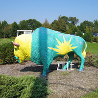 Statue de bison en résine de taille réelle, décoration extérieure en fibre de verre
