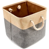 Lot de 3 paniers de rangement pliables gris en toile de tweed avec poignées pour la maison, le dortoir, la chambre d'enfant, la buanderie