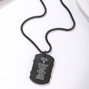 Ожерелье-подвеска унисекс YUNLAN из нержавеющей стали с позолотой 18K, винтажное, с гравировкой «Молитва о спокойствии», на бамбуковой цепочке - Product Image 3