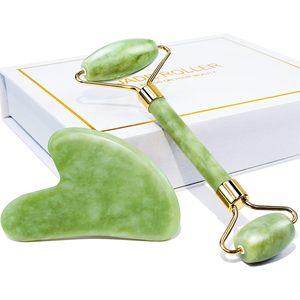 Outils de soins de la peau cristal rose Guasha pierre beauté Quartz Rose Jade <span class=keywords><strong>visage</strong></span> <span class=keywords><strong>rouleau</strong></span> masseur Gua Sha ensemble <span class=keywords><strong>rouleau</strong></span> de jade - Product Image 1