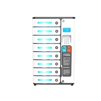 Y2 Power MIA, Casillero de Carga para Teléfonos Móviles con 8 Compartimentos, Código PIN, Estación de Carga Segura, Pantalla de Anuncios Opcional, Montaje en Pared o Suelo