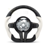 Volant sport M à fond plat en cuir blanc sans palettes de changement de vitesse pour BMW F10 F15 F16 F25 F26 F20 F22 F30 F33 F36