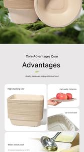 Conteneur alimentaire rond en bagasse personnalisé avec logo imprimé, compostable, pour restaurant, restauration rapide, salade, boîte à lunch, repas - Product Image 4