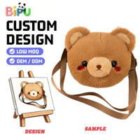 Sac à dos en peluche BIPU personnalisé, vente en gros d'usine, sac bandoulière chat blanc moelleux, rembourré en coton PP, animal en peluche, cadeau de fête pour 2-4 ans