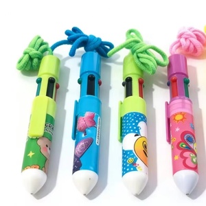 2026 Most Popular School Supply Kawaii Pattern Long Writing Length <b>Retractable</b> 4 in 1 Color Ball <b>Pens</b> with Portable Rope - Product Image 1