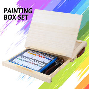 Ensemble de 38 pièces de peinture acrylique avec boîte en bois et <span class=keywords><strong>chevalet</strong></span> pour enfants Ensemble de <span class=keywords><strong>dessin</strong></span> du fournisseur d'art pour jeunes artistes - Product Image 4