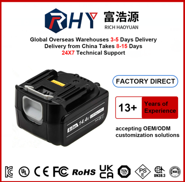 14.4V 6.0Ah Li-ion Replacement Battery Pack BL1460B Cordless Power Tools Battery with Indicator Light
