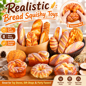 Jouets Squishy Réalistes en Forme de Pain, à Remontée Lente, Doux, Anti-Stress, en Forme d'Aliments de Boulangerie, Vente en Gros - Product Image 1