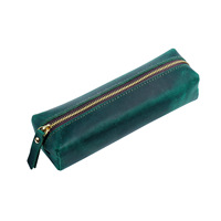 Pochette à stylos rectangulaire en cuir pleine fleur Crazy Horse faite à la main, grande capacité, étui de rangement pour étudiants