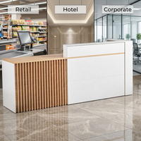 Comptoir de réception professionnel en bois anti-taches moderne, intégré avec caisse et bureau de consultation double usage pour hôtels et centres commerciaux