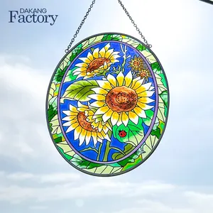 Art Glass Brightly Colored Window Hangings Painted are Beautiful Sunflower Suncatchers Creative Gifts Decoration Pieces For Home