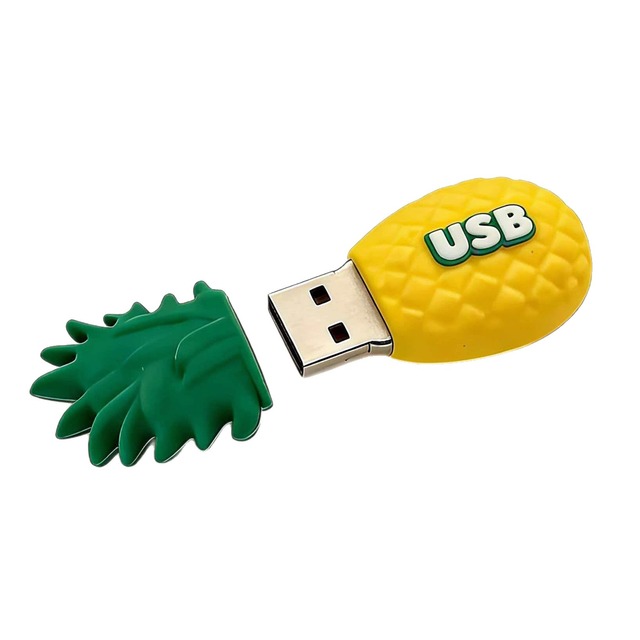 New Custom Pineapple-Shaped Plastic USB Flash Drive 2D/3D Cartoon Design USB 2.0/3.0/Type-C/3.1 Interfaces Memory Storage Logo