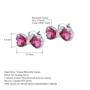 Naturel <span class=keywords><strong>Grenat</strong></span> Rhodolite Pierres Précieuses Arc Bijoux 925 Boucles D'oreilles En Argent Sterling Pour Les Femmes De Mariage - Product Image 5