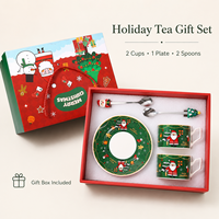 Tasse à café en céramique de Noël créative à motif de dessin animé, ensemble cadeau d'affaires, tasse Père Noël avec logo, vente en gros