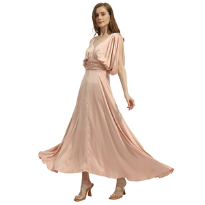 بيع بالجملة جميلة أم فستان العروس ارتفاع الخصر الأرجواني طويل سوينغ فستان وصيفة الشرف - Product Image 2