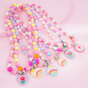 Nuova <span class=keywords><strong>Collana</strong></span> per Bambine, Graziosa <span class=keywords><strong>Collana</strong></span> da Principessa <span class=keywords><strong>con</strong></span> Ciondolo a Fiore Colorato - Product Image 1