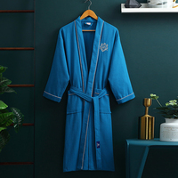 Peignoirs gaufrés d'hôtel, logo brodé personnalisé, 100% coton, ensemble de peignoirs gaufrés pour hôtel Spa, peignoir en coton