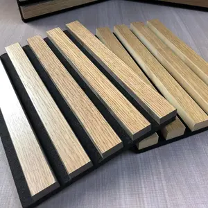 Popular Modern Deco Recycle Eco Friendly Akupanel Sound Absorbing MDF Natural Oak Slat Wood Wall Panels For Shop Decoration
