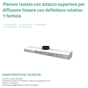 Conexión Superior de Plenum Aislada de Aluminio Tecnosystemi para Difusor Lineal Ajustable de Techo con Deflector Rotatorio de 1 Ranura T - Product Image 4