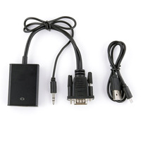 Adaptador de entrada de Audio de 1080P macho a hembra de VGA a HDMI, cable convertidor de salida de vídeo con fuente de alimentación usb de audio, buena calidad