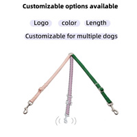 Laisse double anti-emmêlement pour deux chiens, sangle en nylon réglable avec mousqueton pivotant, extension de laisse double pour chien sans nœuds
