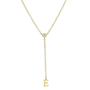 Collier empilable en laiton plaqué or 18 carats avec 26 lettres initiales et zircon rond en forme de <span class=keywords><strong>Y</strong></span> pour femme - Product Image 5