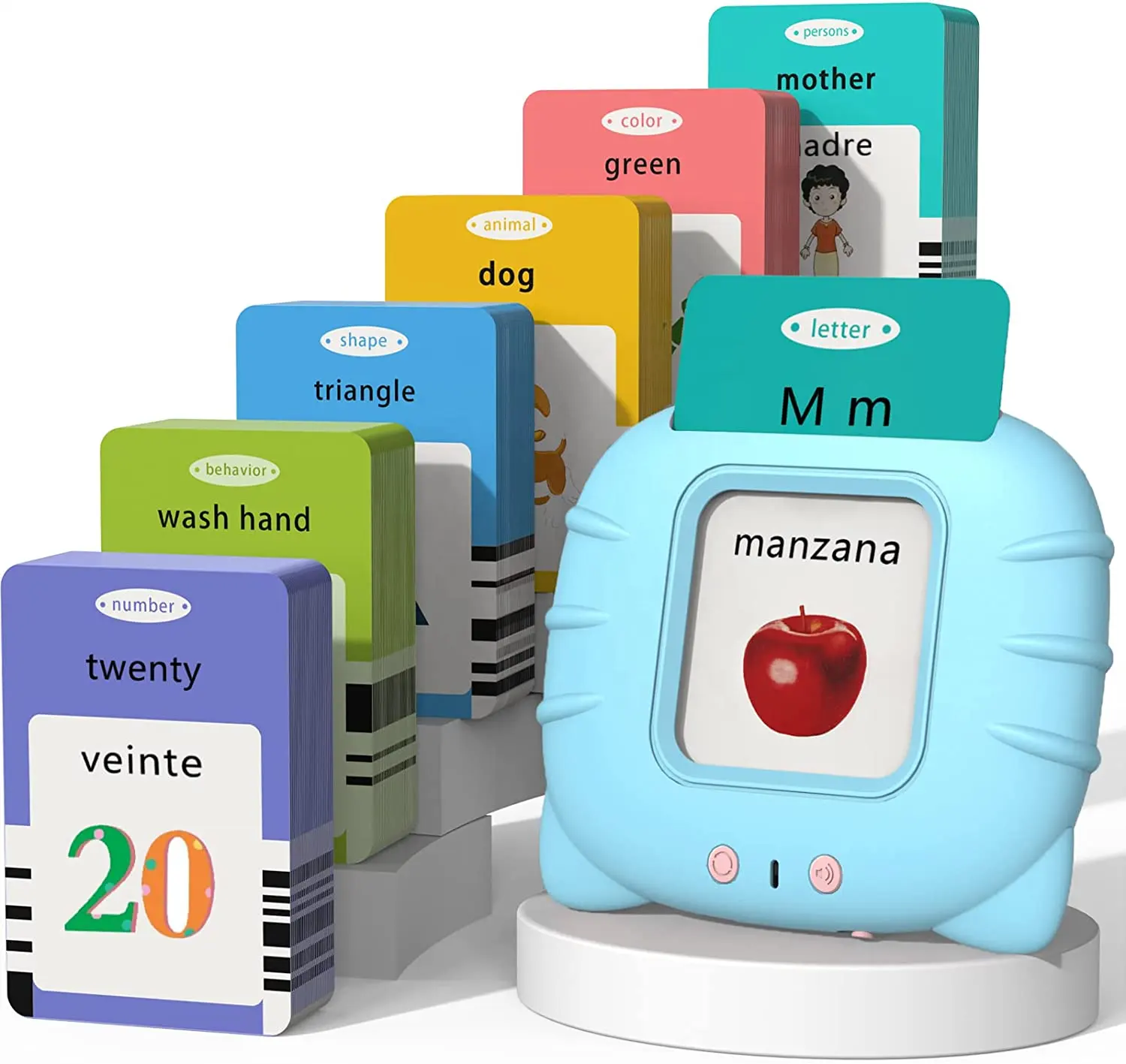 224 kelimeler iki dilli özelleştirmek fransız İngilizce İspanyolca konuşma flashcards bilişsel öğrenme cihazı eğitici oyuncaklar için 2 3