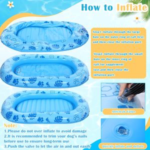Bateau flottant pour chien, 59 x 35 pouces, radeau gonflable pliable pour animaux de compagnie, jeux aquatiques d'été pour <span class=keywords><strong>piscine</strong></span> ou lac, jusqu'<span class=keywords><strong>à</strong></span> 150 livres - Product Image 5