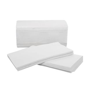 Asciugamani Bianchi Monouso a V 20,5x21 Cm, Doppio Strato in Carta Riciclata, Morbidi e Assorbenti per Negozi - Product Image 1