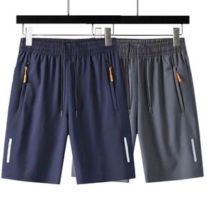 Shorts d'été décontractés pour hommes, taille élastique, en soie glacée, pour affaires, loisirs, plage, sport, coupe ample, séchage rapide, confortables et légers - Product Image 2