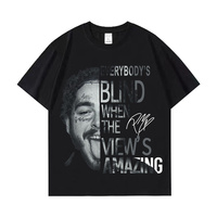 T-shirt décontracté pour homme Preety American High Street, imprimé lettres, délavé, à manches courtes, en polyester, coupe ample