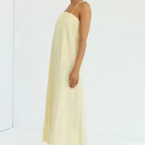 Vestido de Lino Elegante Personalizable para Mujer, con Tirantes Finos, Sin Mangas, Bolsillos Laterales, Talla Grande, Espalda Descubierta, Vestidos de Verano para Mujer - Product Image 4