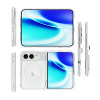 Étui magnétique fin et pliable pour iPhone Duo Star Bling Glitter TPU PC transparent, compatible avec la charge sans fil