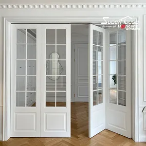 Folding French Patio Doors Frame Exterior Bi Fold Door Entry Aluminium Door For House Villa
