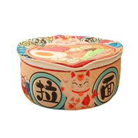 Lit pour animaux de compagnie en forme de ramen de dessin animé, moderne et tendance, confortable, type grotte pour chat, en mousse douce et pelucheuse, avec tapis amovible