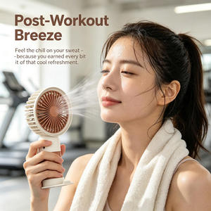 Mini ventilateur portable 2 en 1, support de téléphone de bureau, rechargeable par USB, silencieux, rose, kaki, violet, cadeau rafraîchissant pour l'été - Product Image 4